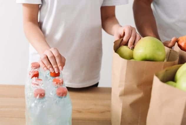 volunteers packing food donations